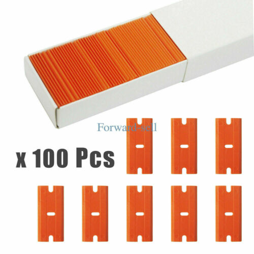 100Pcs Plastic Razor Blades and Razor Scraper Double Edged Sticker Removal Tool - Fresh Stock Dated October 2025