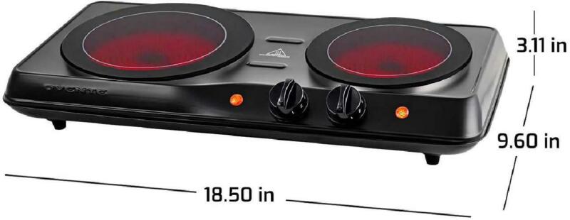 Double Burner Electric Cooking Stove 1700W Portable Infrared  Camping Two Plate - Fresh Stock Dated October 2025