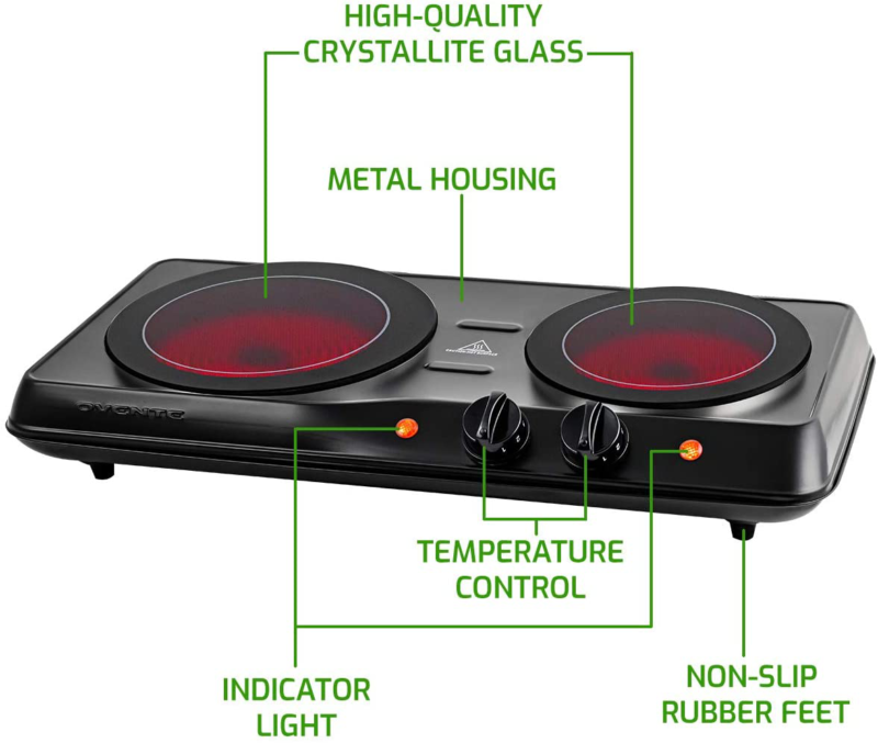 Double Burner Electric Cooking Stove 1700W Portable Infrared  Camping Two Plate - Fresh Stock Dated October 2025