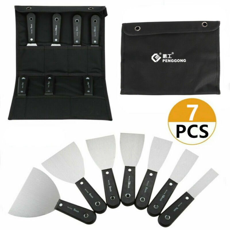 7Pcs Putty Knife Set Carbon Steel Drywall Scrapers Tools 1