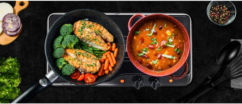 Double Burner Electric Cooking Stove 1700W Portable Infrared  Camping Two Plate - Fresh Stock Dated October 2025