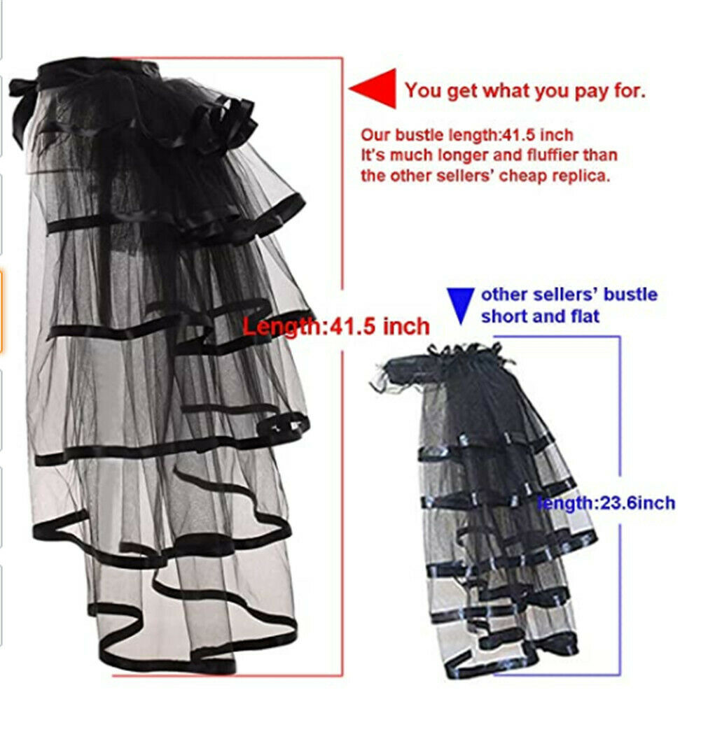 Victorian Steampunk Tie-on Bustle Skirt Gothic Party Tutu Belt Lace Over Skirt - Fresh Stock Dated October 2025