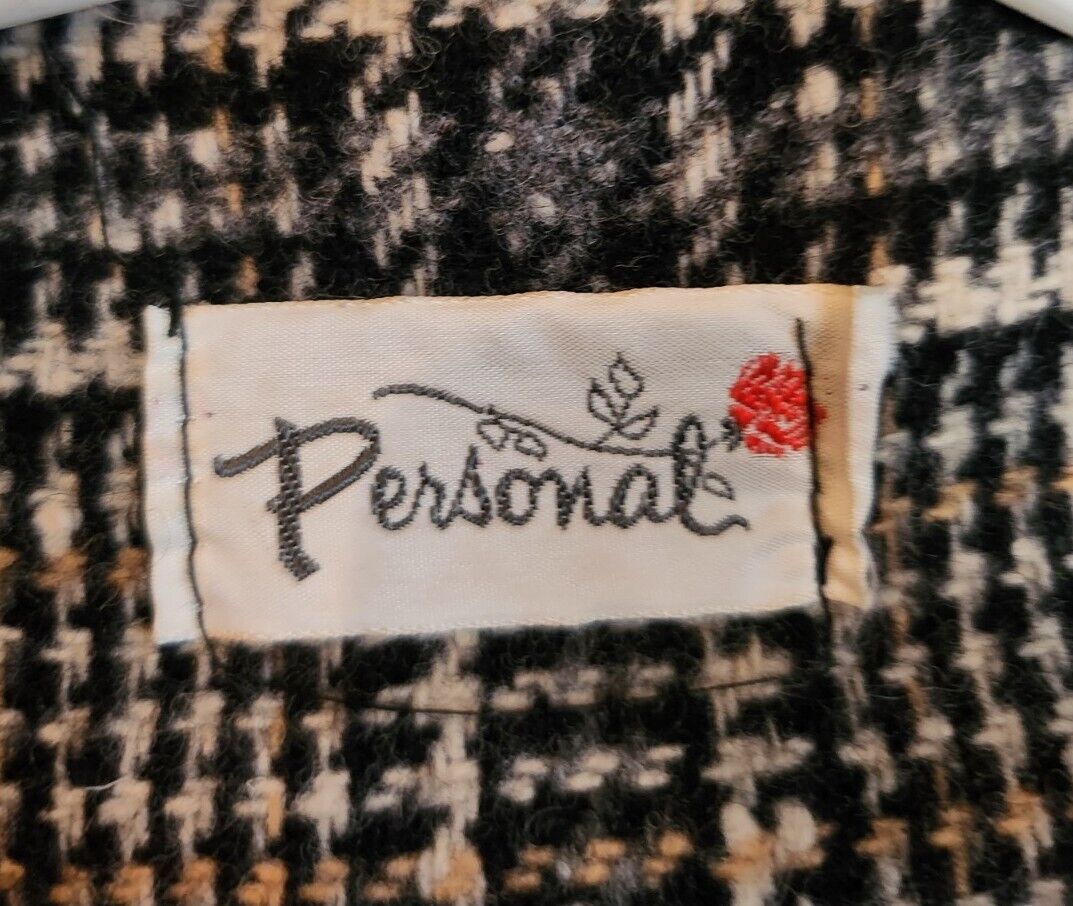Personal Women Vintage Wool Brown Black Plaid Collared Buttoned Capelet Poncho - Fresh Stock Dated October 2025