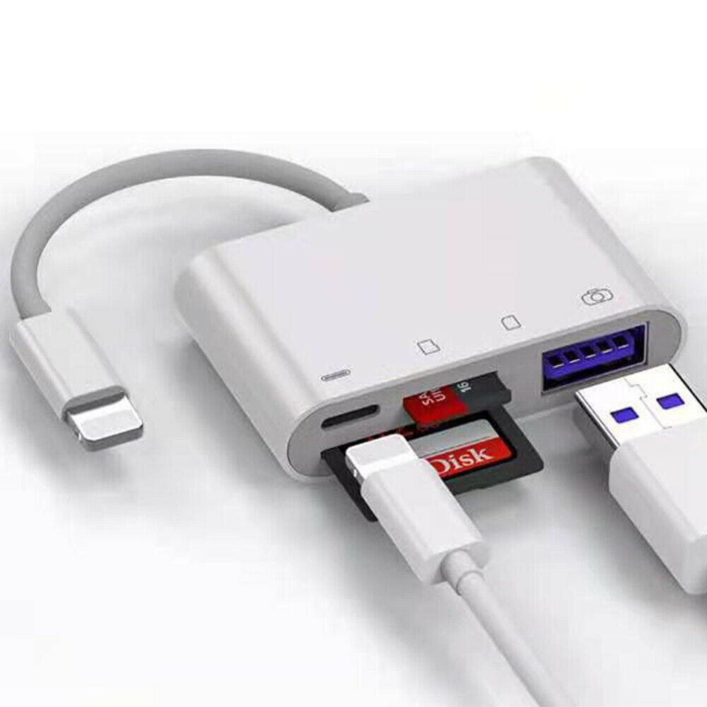 Portable 4 in 1 USB Camera SD TF Card Reader Adapter For iPhone iPod iPad IOS 13 - Fresh Stock Dated October 2025