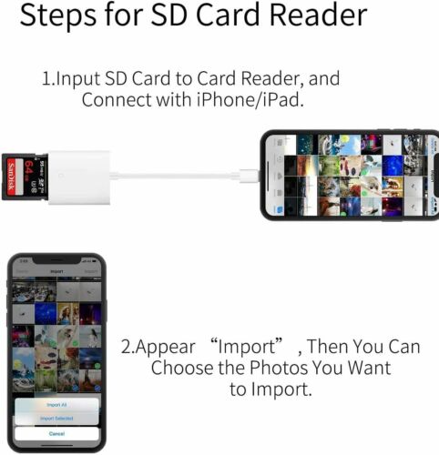 SD Card Camera Reader Adapter Micro SD/TF For iPhone 12 11 XS XR 7 8 Plus iPad - Fresh Stock Dated October 2025