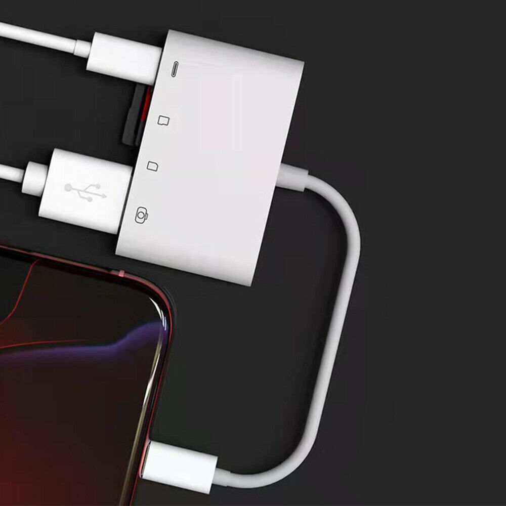 Portable 4 in 1 USB Camera SD TF Card Reader Adapter For iPhone iPod iPad IOS 13 - Fresh Stock Dated October 2025