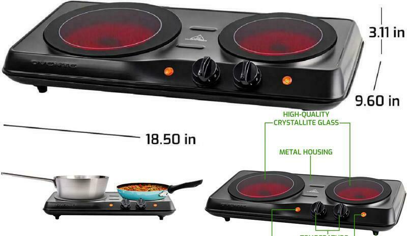 Double Burner Electric Cooking Stove 1700W Portable Infrared  Camping Two Plate - Fresh Stock Dated October 2025