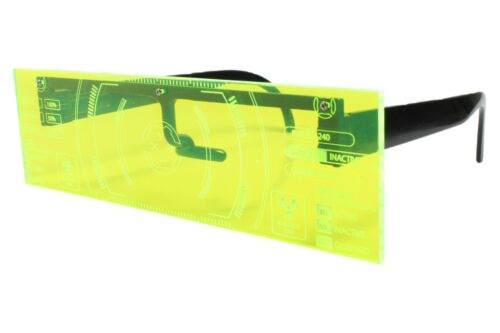 Futuristic Bionics Robot Party Costume Futuristic Neon Green Visor Sun Glasses - Fresh Stock Dated October 2025
