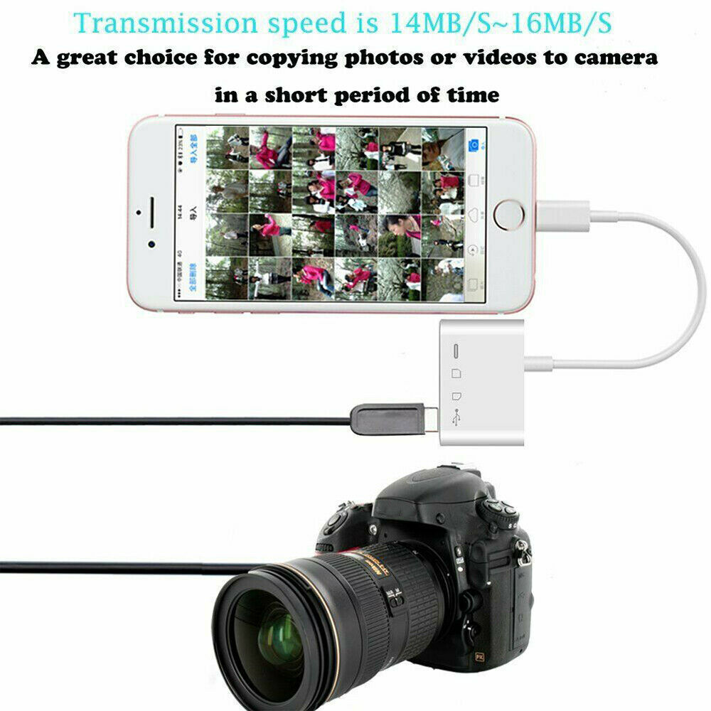 Portable 4 in 1 USB Camera SD TF Card Reader Adapter For iPhone iPod iPad IOS 13 - Fresh Stock Dated October 2025