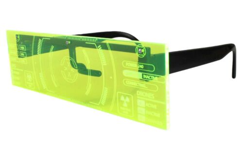 Futuristic Bionics Robot Party Costume Futuristic Neon Green Visor Sun Glasses - Fresh Stock Dated October 2025