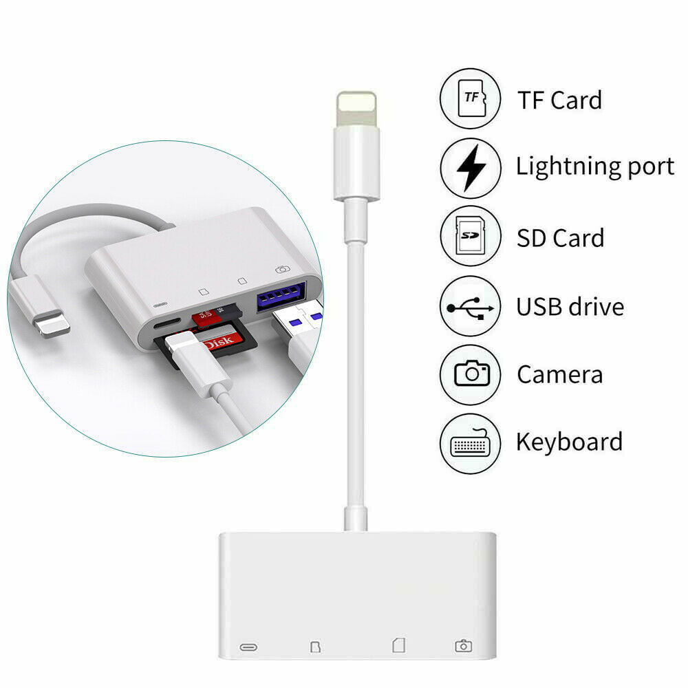 Portable 4 in 1 USB Camera SD TF Card Reader Adapter For iPhone iPod iPad IOS 13 - Fresh Stock Dated October 2025
