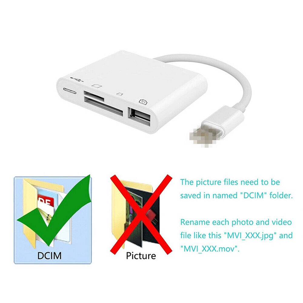 Portable 4 in 1 USB Camera SD TF Card Reader Adapter For iPhone iPod iPad IOS 13 - Fresh Stock Dated October 2025