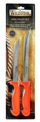 WILD FISH Fillet Knife 2 pc Set Bait Orange CHN WFF19 - Fresh Stock Dated October 2025