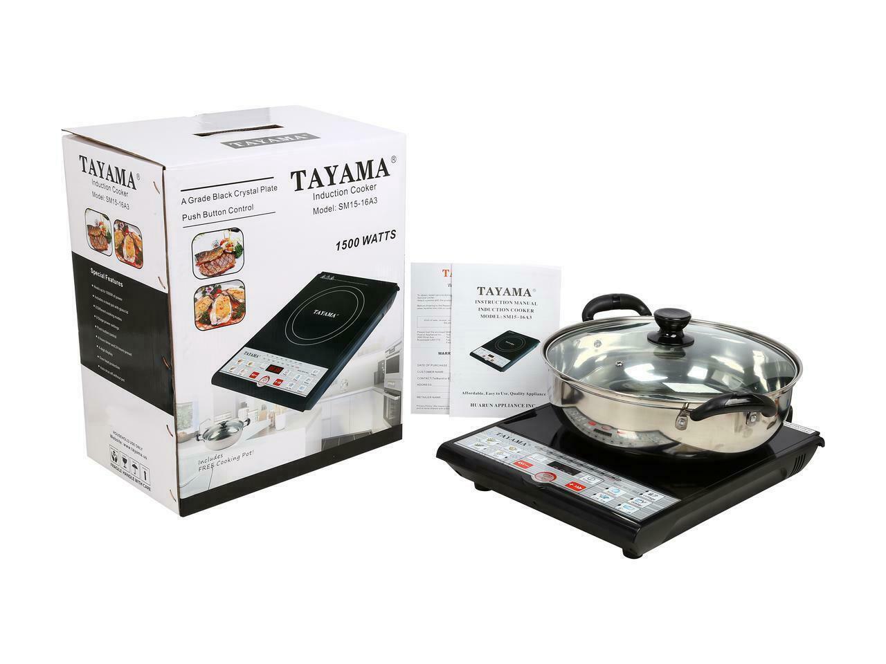 Tayama SM15-16A3 Induction Cooker with Cooking Pot, Black - Fresh Stock Dated October 2025
