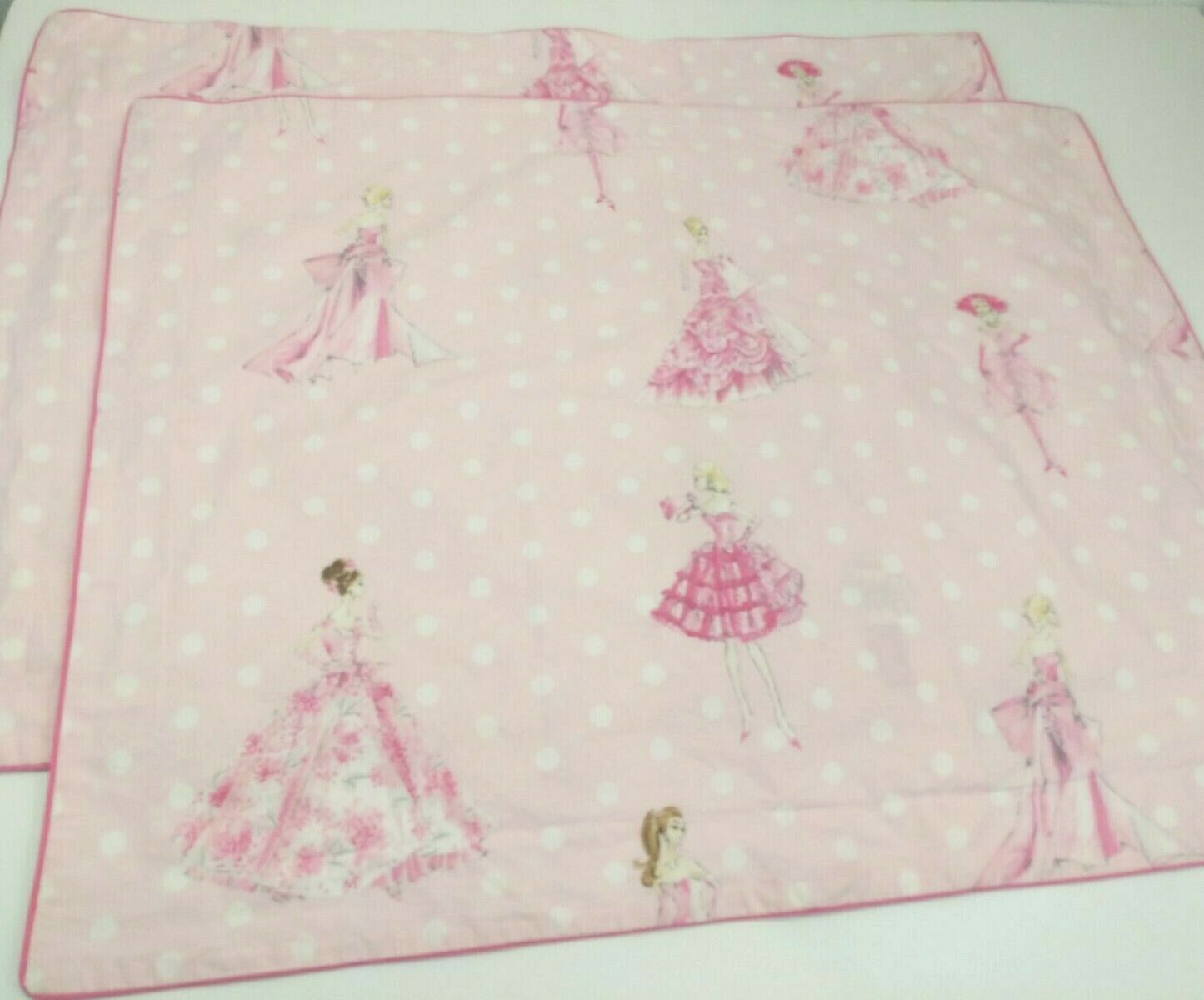 Pottery Barn Kids BARBIE Sham PAIR PINK Retro Organic Cotton Pink Std Polka Dots - Fresh Stock Dated October 2025
