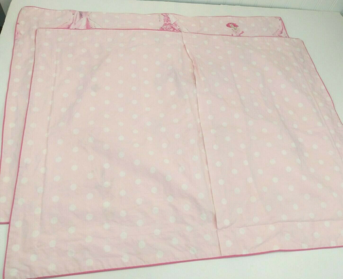 Pottery Barn Kids BARBIE Sham PAIR PINK Retro Organic Cotton Pink Std Polka Dots - Fresh Stock Dated October 2025