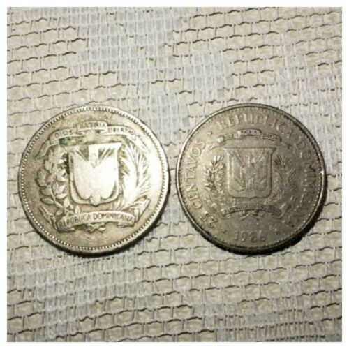 1967 & 1986 DOMINICAN REPUBLIC  25 CENTAVOS  VG+ - Fresh Stock Dated October 2025