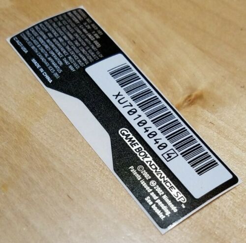 Nintendo Game Boy Advance GBA SP Model # AGS-101 Replacement Sticker Label  MINT - Fresh Stock Dated October 2025