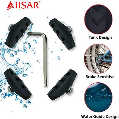 AIISAR Bike Brake Pads 2 Pairs of 50mm – Contemporary Designed C Shape Bike Part - Fresh Stock Dated October 2025