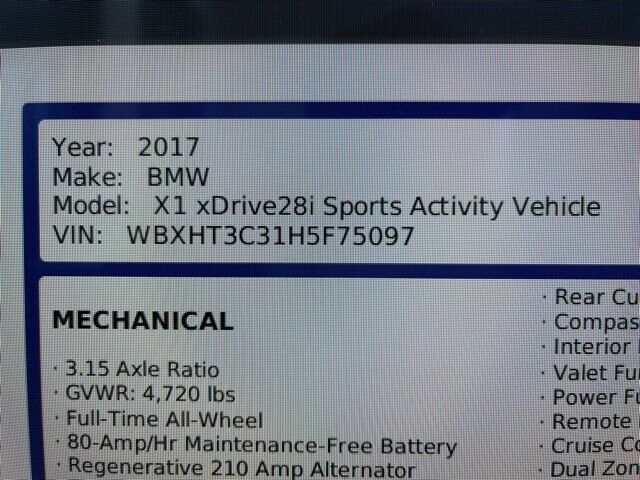 2017 BMW X1 xDrive28i - Fresh Stock Dated October 2025