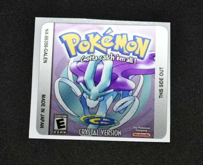 Gameboy Pokemon Crystal Version Replacement Label Decal foil Metalic Sticker - Fresh Stock Dated October 2025