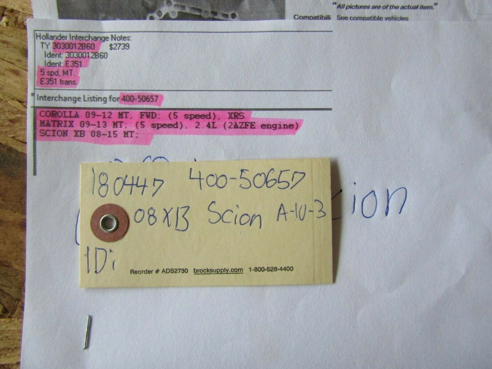 Manual Transmission Fits scion XB, 08-15 5 speed 400-50657 - Fresh Stock Dated October 2025