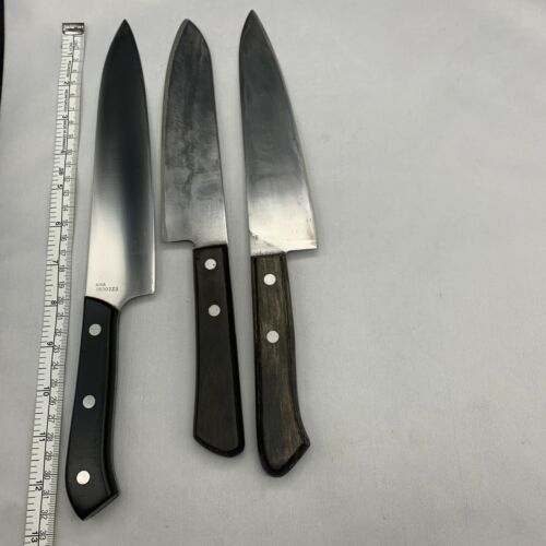 Damaged Lot of three Japanese Chef's Kitchen Knives  From Japan ST431 - Fresh Stock Dated October 2025