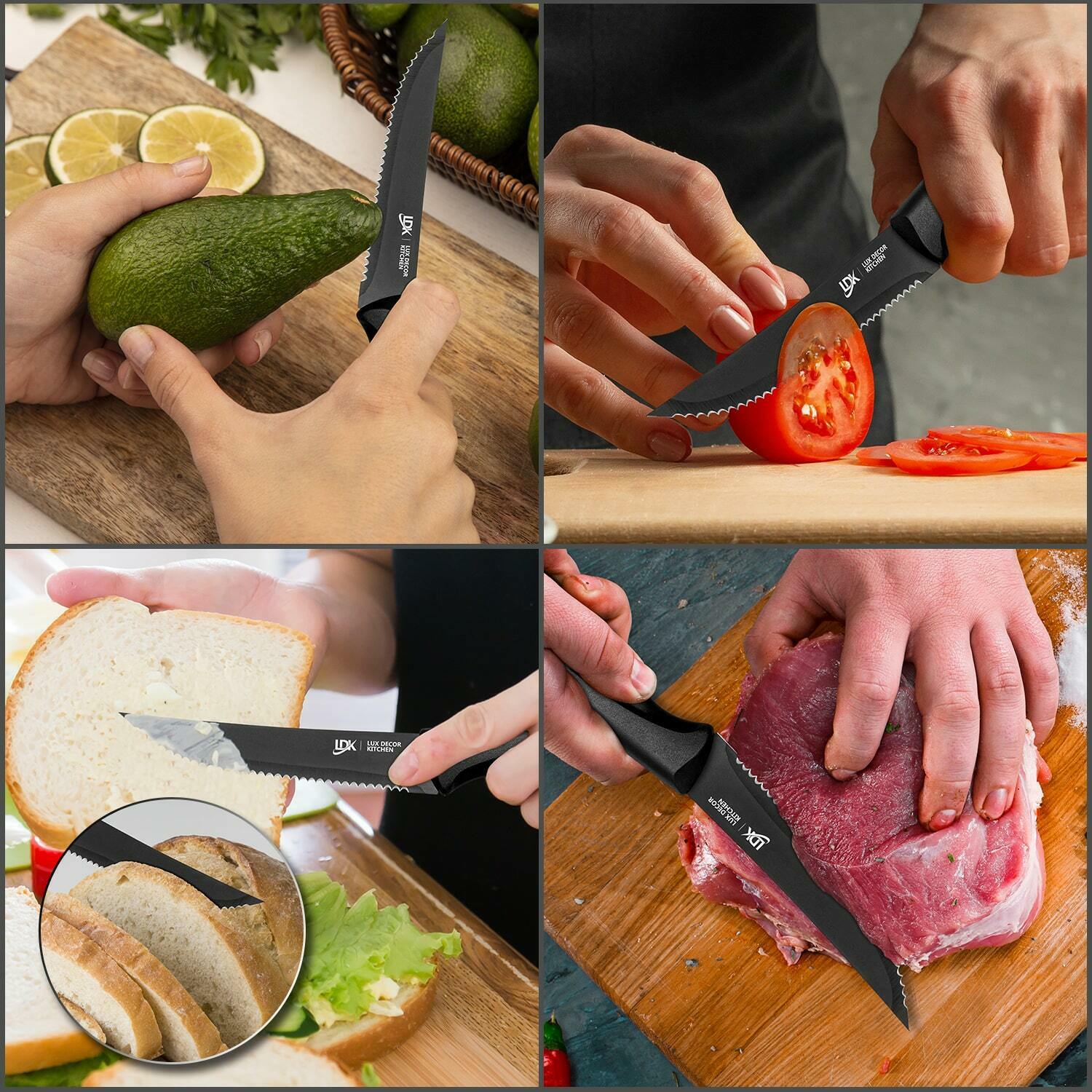 8 Piece Stainless Knife Set Professional Serrated Steak Knives Kitchen Tools USA - Fresh Stock Dated October 2025