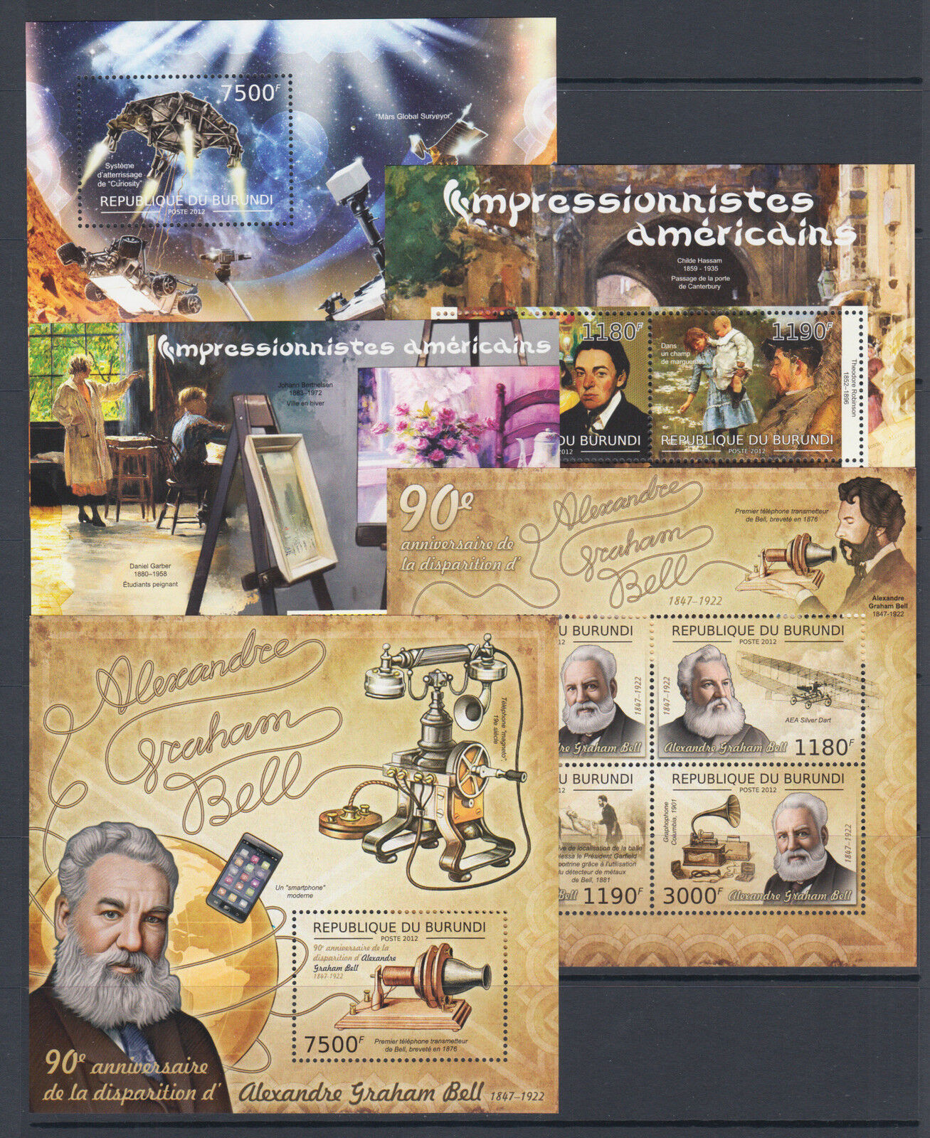 Burundi Sc 1153-1190 MNH. 2012 Topicals, long set of 38 souvenir sheets, VF. - Fresh Stock Dated October 2025