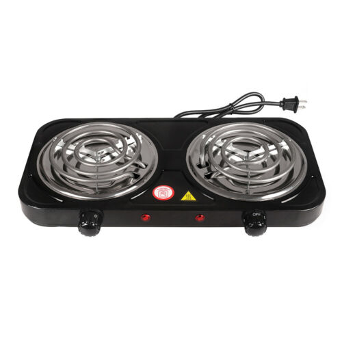 Electric Double Burner 2000W 110V Hot Plate Portable Camping Dorm Stove Cooker - Fresh Stock Dated October 2025