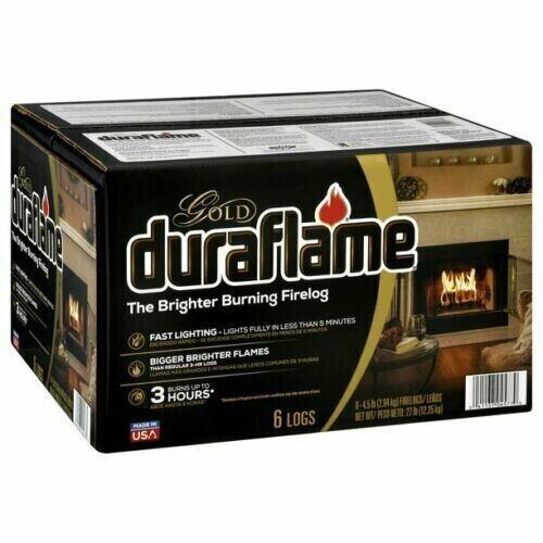 Duraflame Fire Logs 6 Pack - 4.5lb Bright Burning 3 Hour Burn Time Fast Lighting - Fresh Stock Dated October 2025
