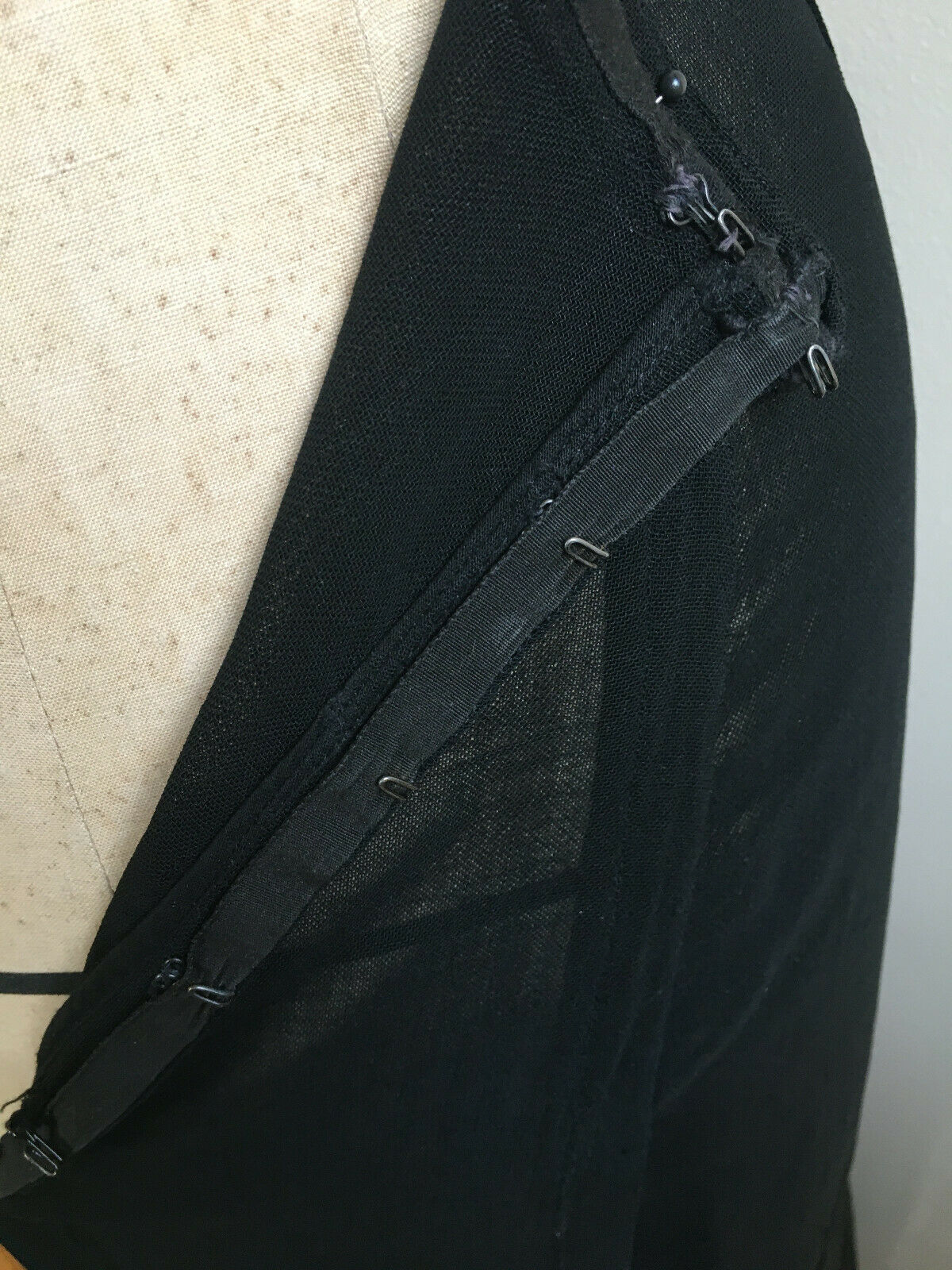 Antique Edwardian Black Skirt c1915 Wool Silk Trim Pleats Curved Overlay - Fresh Stock Dated October 2025