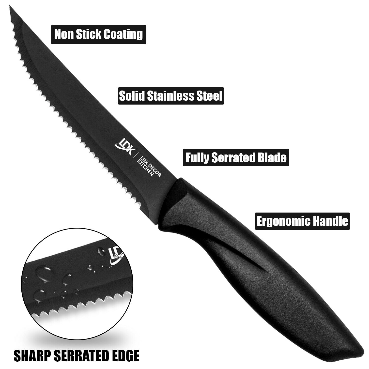 8 Piece Stainless Knife Set Professional Serrated Steak Knives Kitchen Tools USA - Fresh Stock Dated October 2025