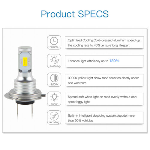 Bevinsee H7 LED Headlight Bulbs Kit Fits For BMW F650GS F700GS F800GS F800GT - Fresh Stock Dated October 2025