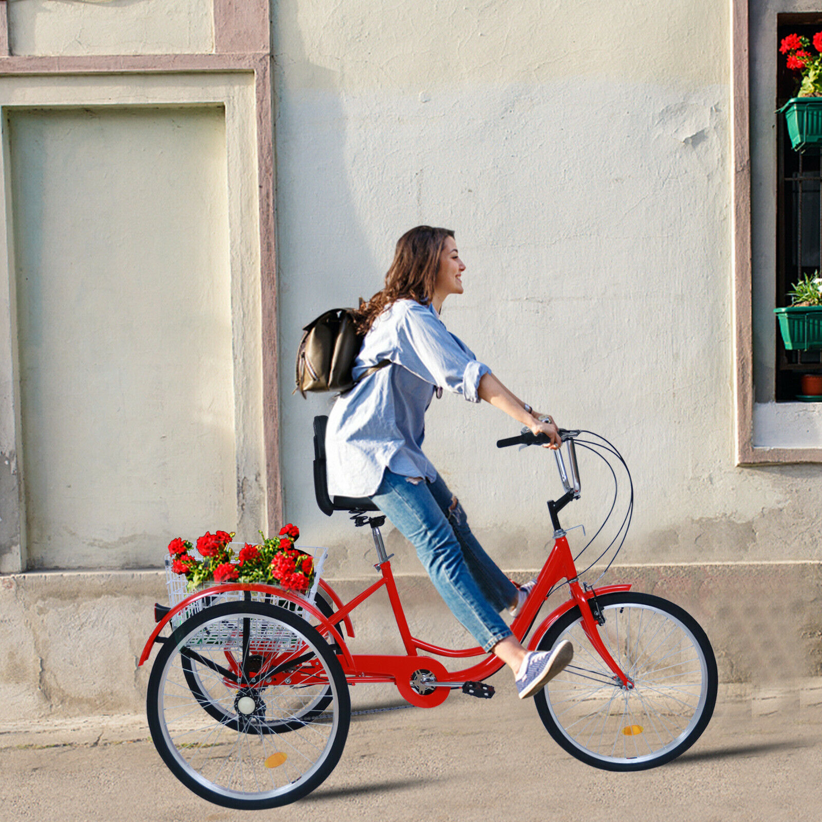 20/24/26inch Adult Tricycle 7 Speed 3-Wheel Adult Bicycle Trike w/Basket & Tools - Fresh Stock Dated October 2025