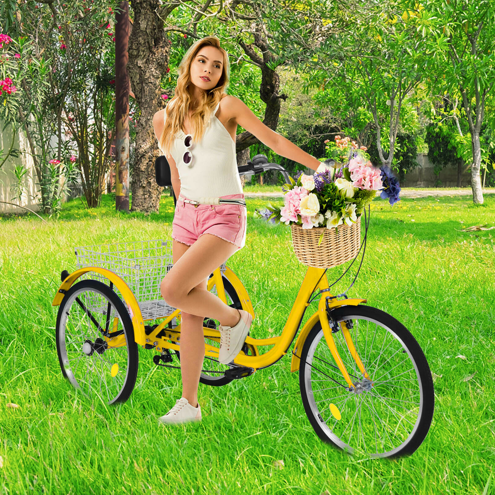 20/24/26inch Adult Tricycle 7 Speed 3-Wheel Adult Bicycle Trike w/Basket & Tools - Fresh Stock Dated October 2025