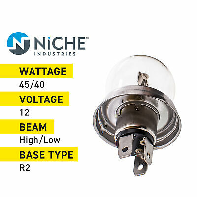 NICHE R2 Headlight Bulb for Yamaha XT250 XT350 Motorcycles 2 Pack - Fresh Stock Dated October 2025