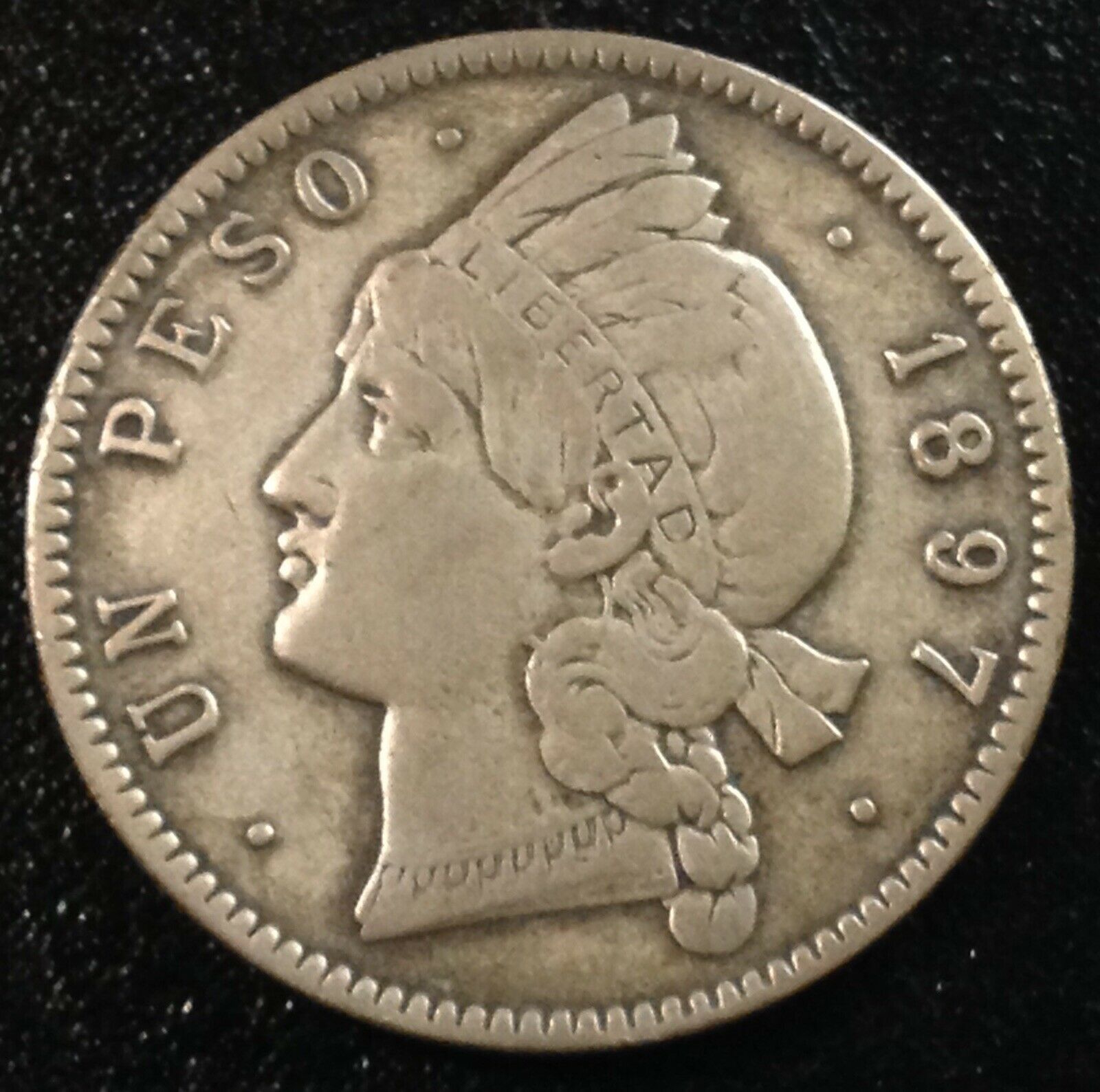 DOMINICAN REPUBLIC 1 Peso 1897 - Silver - VF - Fresh Stock Dated October 2025