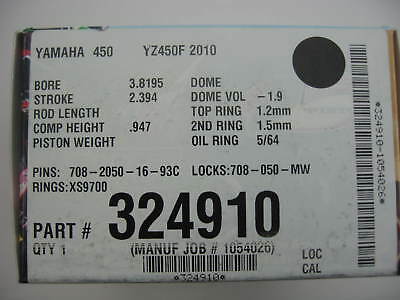 2010-17 Yamaha YZ450F YZ 450F STD Bore 97mm Cylinder Piston Gasket kits 12.8:1 - Fresh Stock Dated October 2025
