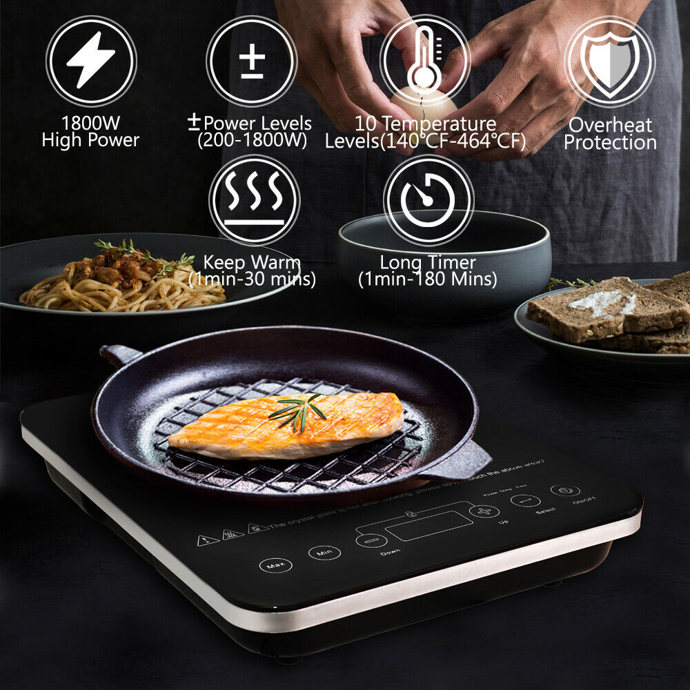 Digital Electric Single Induction Cooker 1800W Portable Burner Cooktop Hot Plate - Fresh Stock Dated October 2025