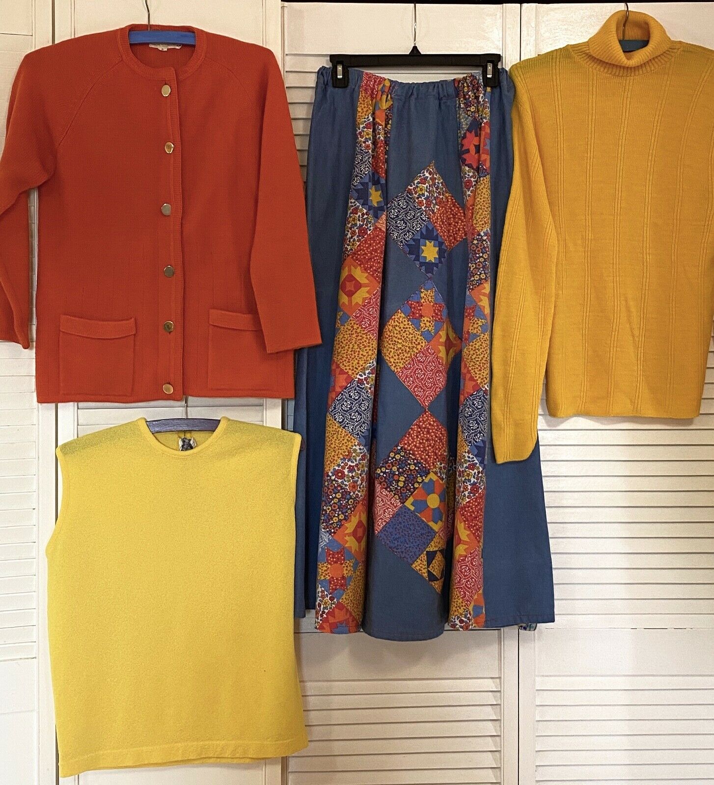 Vtg Lot of 4 Homemade 1970s Style Patchwork Bright Maxi Skirt Tops Hippie Boho - Fresh Stock Dated October 2025