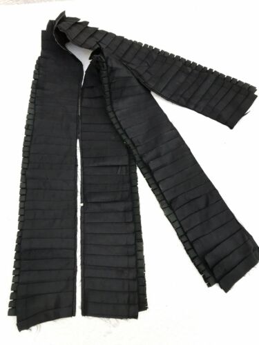 Antique 1880s Black Faille Bustle Skirt Parts Pleated Trim Handmade Ruched Panel - Fresh Stock Dated October 2025
