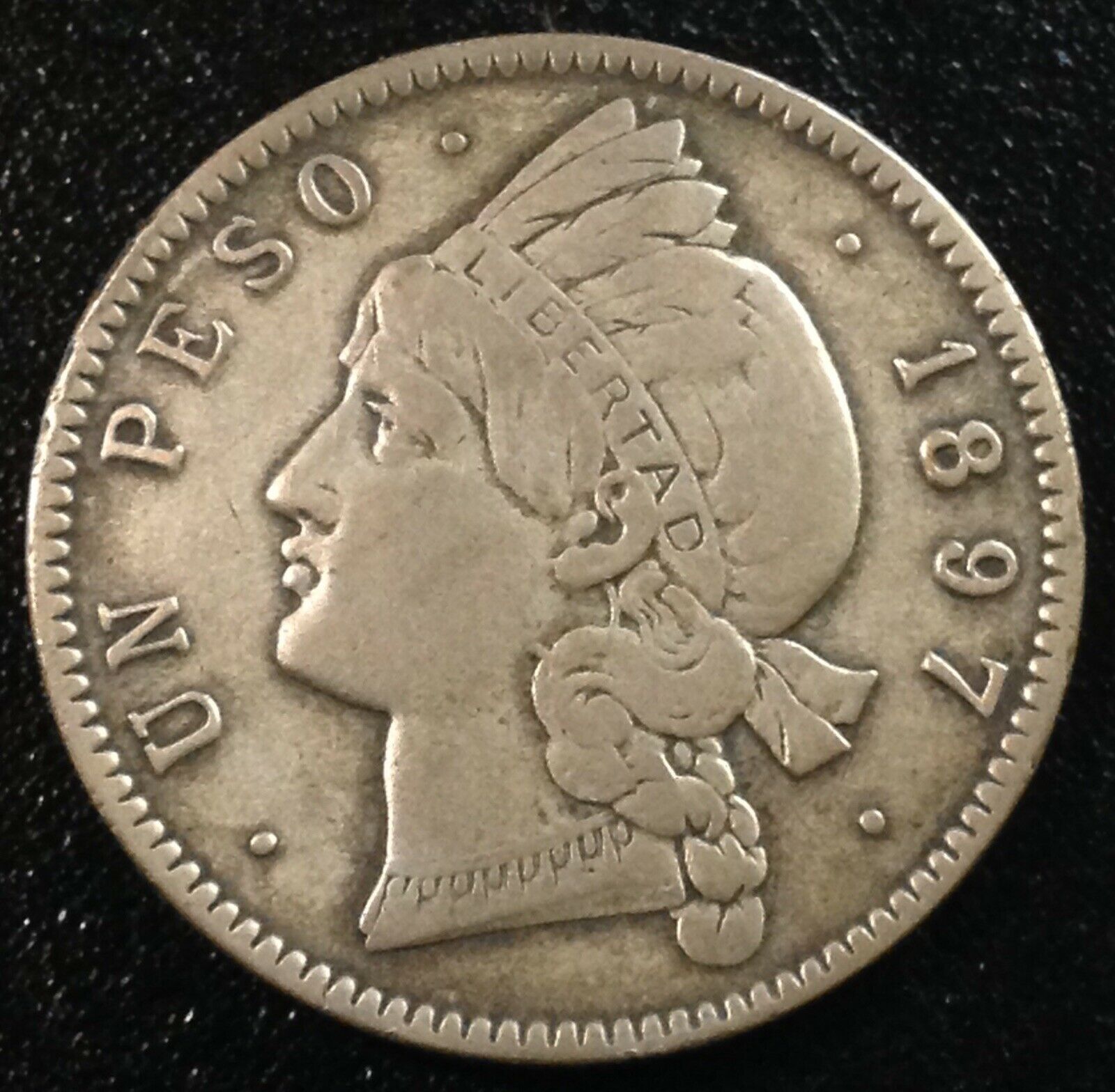 DOMINICAN REPUBLIC 1 Peso 1897 - Silver - VF - Fresh Stock Dated October 2025