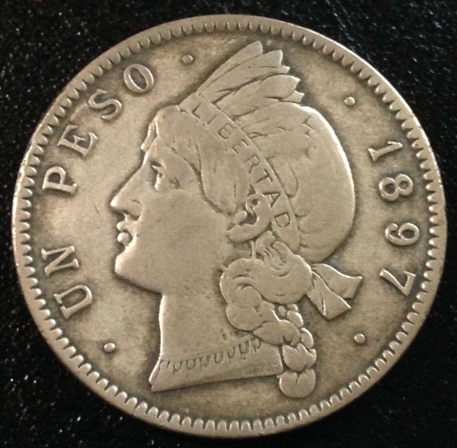DOMINICAN REPUBLIC 1 Peso 1897 - Silver - VF - Fresh Stock Dated October 2025