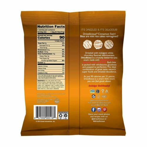 Drizzilicious Cinnamon Swirl Bites, (10 Pack, .74 oz.) - Fresh Stock Dated October 2025