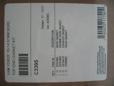 2010-17 Yamaha YZ450F YZ 450F STD Bore 97mm Cylinder Piston Gasket kits 12.8:1 - Fresh Stock Dated October 2025