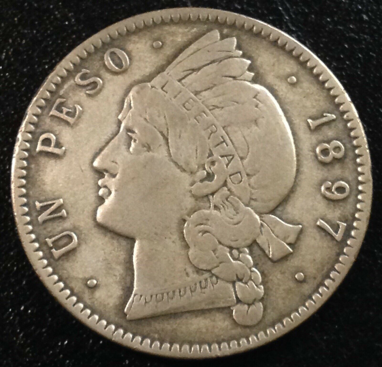 DOMINICAN REPUBLIC 1 Peso 1897 - Silver - VF - Fresh Stock Dated October 2025