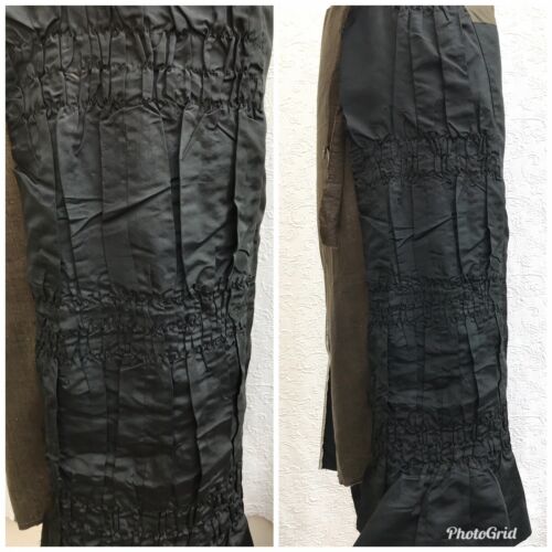 Antique 1880s Black Faille Bustle Skirt Parts Pleated Trim Handmade Ruched Panel - Fresh Stock Dated October 2025