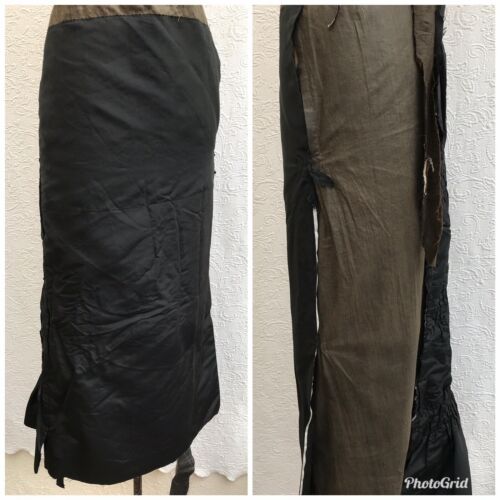 Antique 1880s Black Faille Bustle Skirt Parts Pleated Trim Handmade Ruched Panel - Fresh Stock Dated October 2025