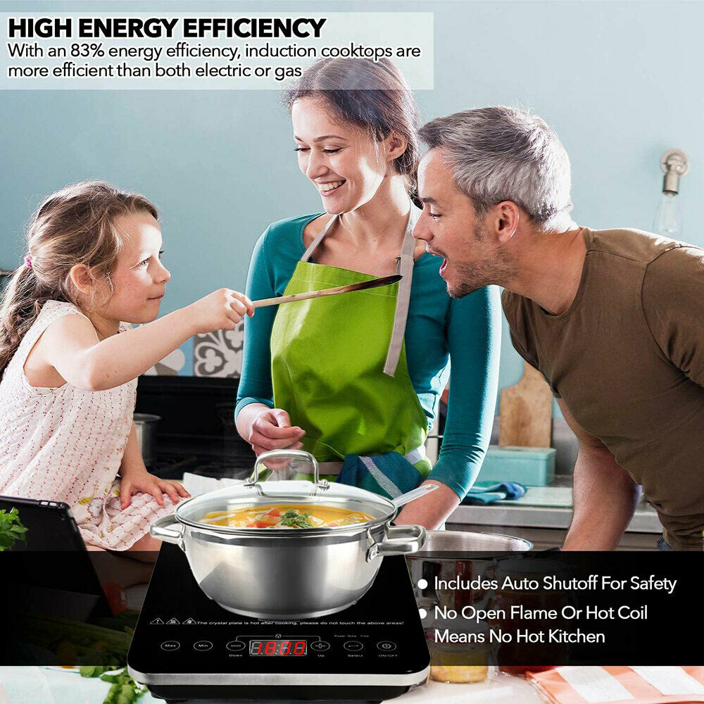 Digital Electric Single Induction Cooker 1800W Portable Burner Cooktop Hot Plate - Fresh Stock Dated October 2025
